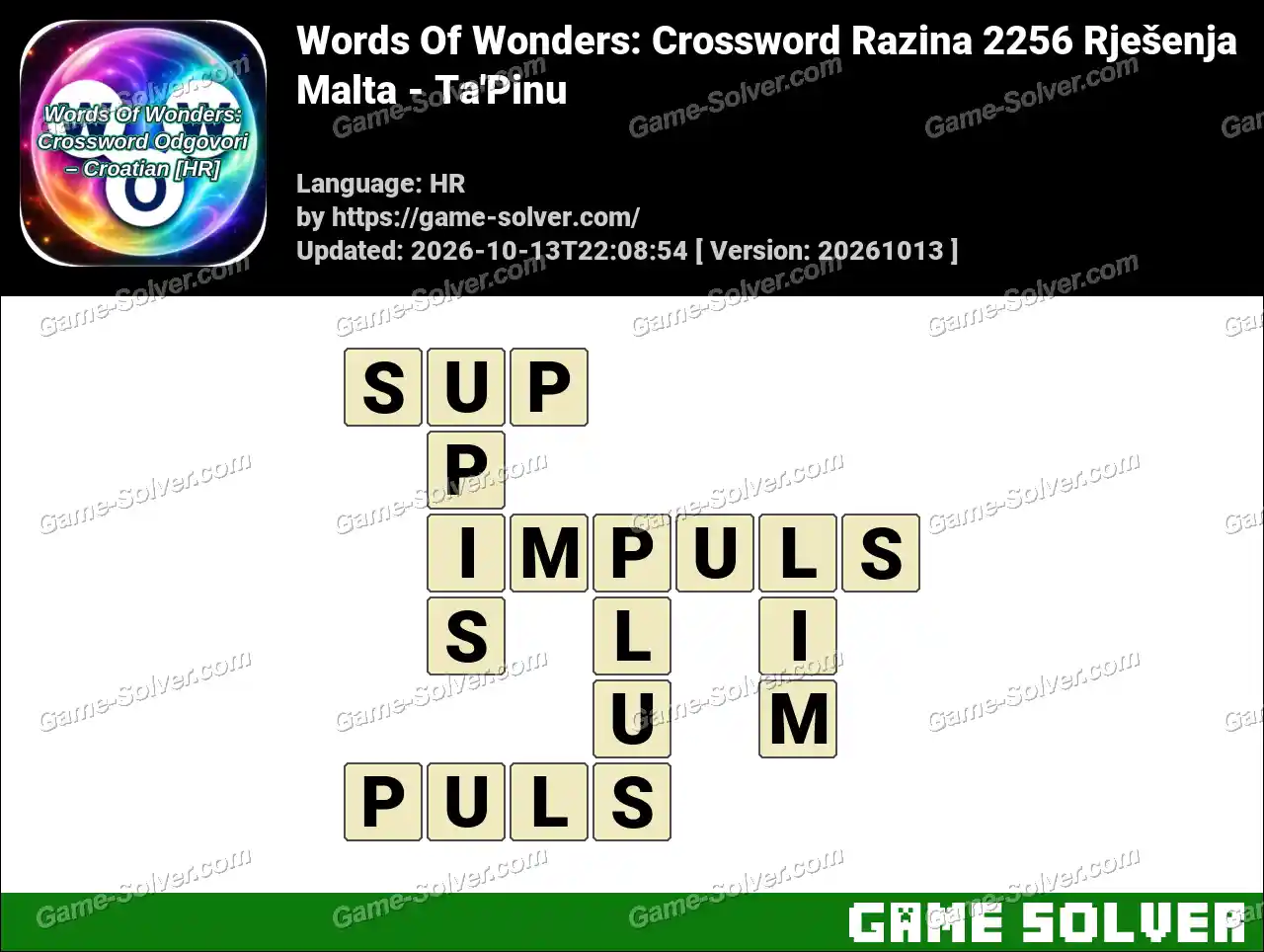 Words Of Wonders: Crossword Razina 2256 Rješenja – Malta – Ta’Pinu